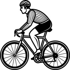 Cyclist Riding a Road Bike – Vector Line Art Illustration