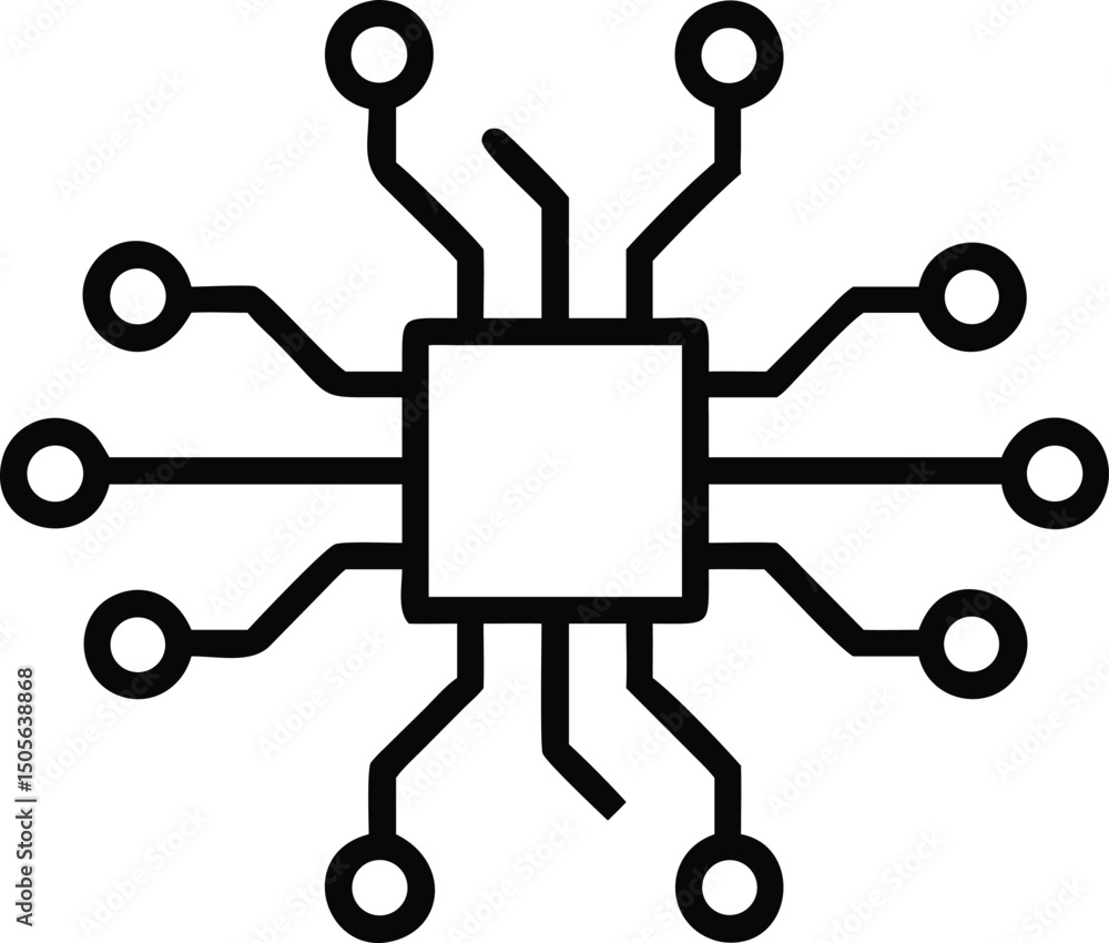 Poster minimalist vector illustration depicting a microchip abstract design concept