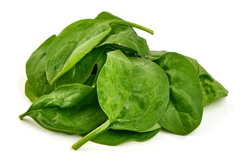 Fresh Spinach Leaves Isolated on White Background