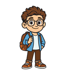 Obraz premium Schoolboy Mascot Logo Cartoon Backpack illustration logo design clipart mascot