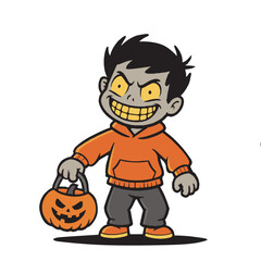 Naklejka premium Halloween zombie character mascot. 