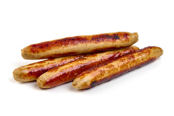 Grilled Sausages Isolated on White Background.