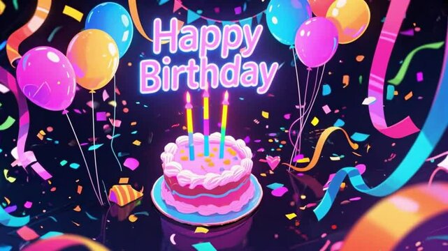 illustration video footage birthday cake birthday cake colorful balloons