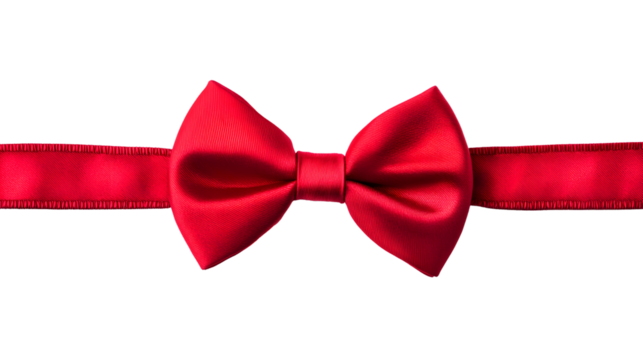 Elegant Red Bow Tie Isolated on Transparent Background for Formal Wear and Fashion Events - Powered by Adobe
