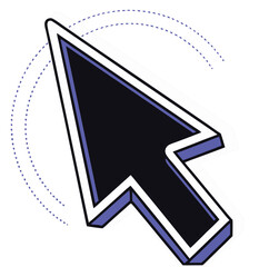 Modern cursor icon design with 3d effect on a white transparent background