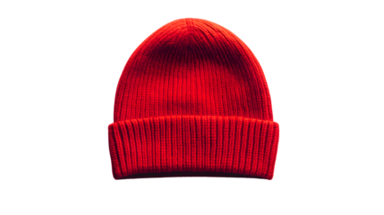 Stylish Blank Red Beanie Hat Showcase Against Pristine Background