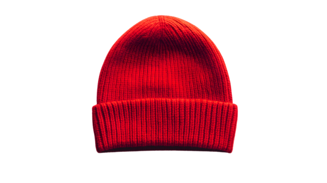 Stylish Blank Red Beanie Hat Showcase Against Pristine Background