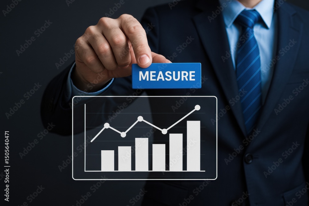 Poster a business professional demonstrates strategy and decision-making by measuring growth through data a