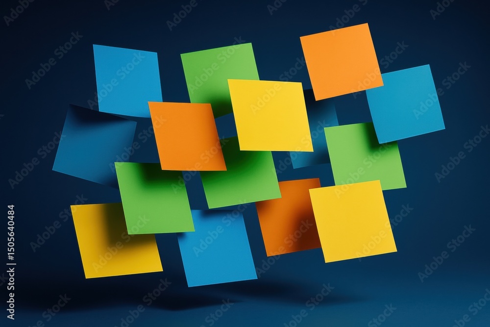Poster a conceptual arrangement colorful overlapping panels symbolizes dynamic strategy and innovative thin