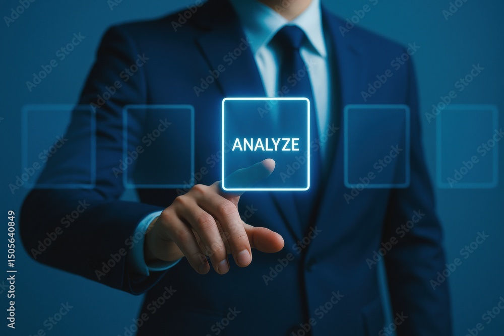 Aufkleber strategic decision-making and business efficiency are highlighted as a professional interacts with a