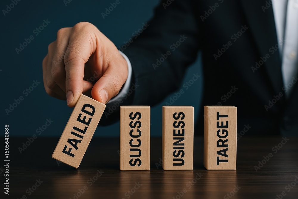 Poster the symbolizes strategic decision-making in business highlighting the balance between failure and su