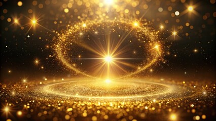Obraz premium Ethereal vortex of golden glow, surrounded by twinkling sparkles and shimmering dust particles, ethereal, mystical