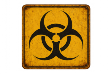 Biohazard symbol warning of biological risk on transparent background