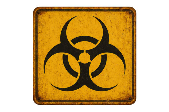 Biohazard symbol warning of biological risk on transparent background