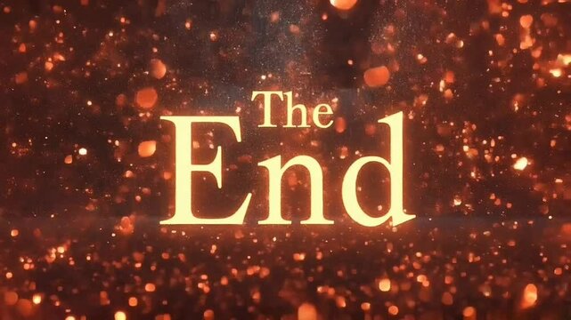 The End A Dramatic Cinematic Title Card with Glowing Particles and Ember Effects