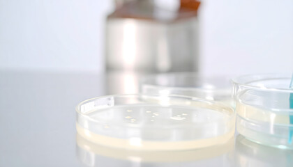 Petri Dishes on Stainless Steel with Color Explosion Art