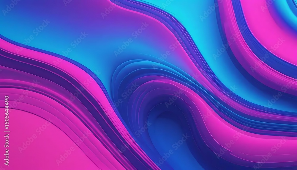 Poster abstract gradient of vibrant blues and magenta creating a flowing, dynamic and eye-catching design.