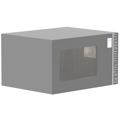3d render black microwave oven front view with transparent background