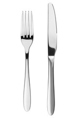Fork, Knife, cutlery isolated on white background, full depth of field