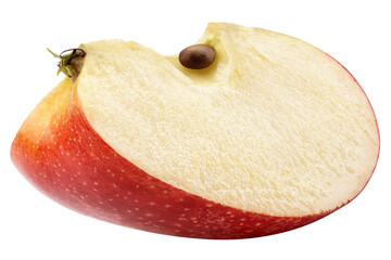 red Apple slice isolated on white background, full depth of field