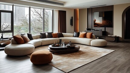 Modern and Stylish Living Room Design with Cozy Seating Arrangement
