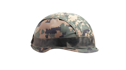 Camouflage Army Helmet Isolated on Transparent Background - Professional Military Gear