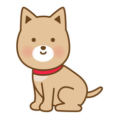 おすわりしているかわいい飼い犬のイラスト
