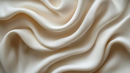 Soft and Smooth Cream Satin Fabric Draped Elegantly on Surface