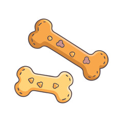 Two delicious looking dog bones on a white background ready for treats