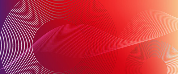 Abstract modern gradient horizontal template background. Trendy bright circle lines creative design. Minimal style graphic elements. Suit for poster, cover, banner, flyer, brochure, presentation