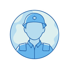 Illustration of an avatar representing safety or security in a blue color