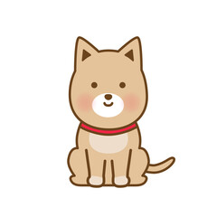 お座りしているかわいい飼い犬のイラスト｜シンプルで使いやすいペット素材