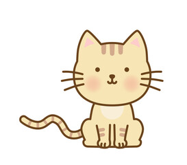 おすわりしているかわいい猫のイラスト
