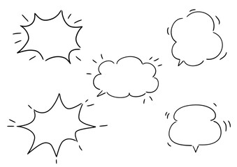 手書き風のふきだしセット　白塗り
