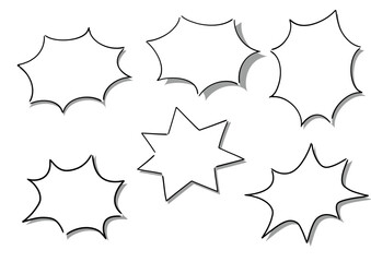 手書き風のふきだしセット　白塗り影付き
