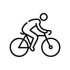 Obraz premium Cyclist riding bicycle icon in minimal line style