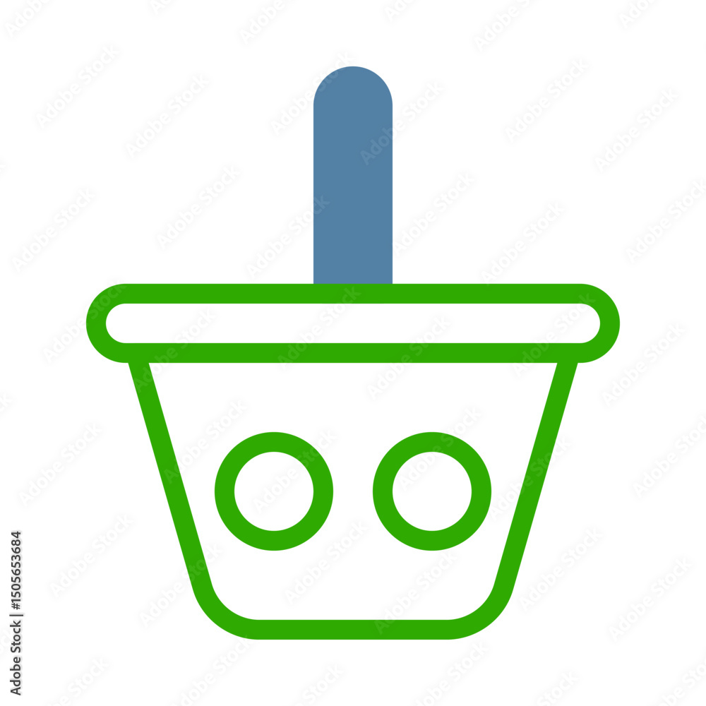 Aufkleber stylized vector image of a basket with a blue handle on a white background