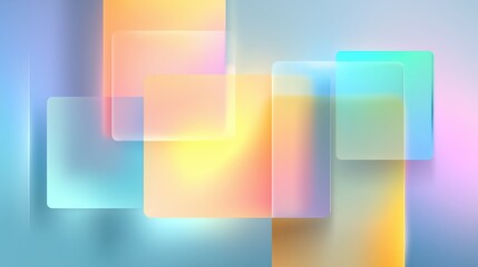 Abstract translucent squares with pastel gradients, digital design concept