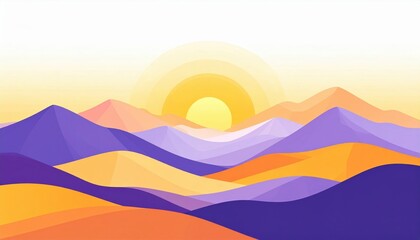 Colorful Pixel Art Mountains Sunrise Landscape