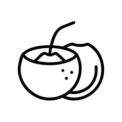 Coconut icon on transparent background for web and graphic design