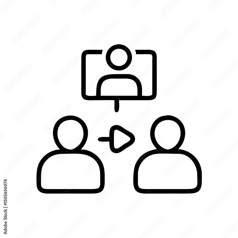 Poster group video call icon on transparent background for web and graphic design