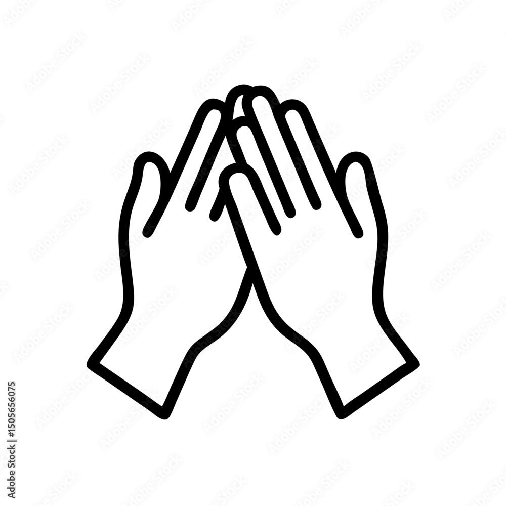 Poster hands in prayer icon on transparent background for web and graphic design