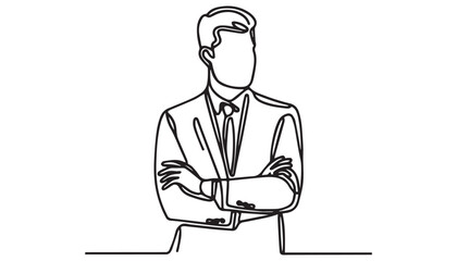 Continuous one single minimal line drawing businessman