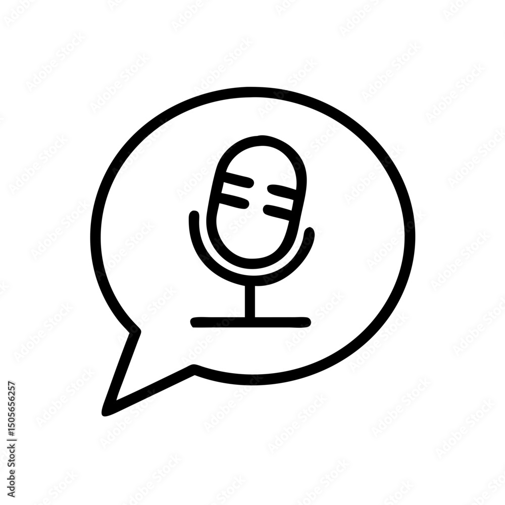 Poster microphone in chat bubble icon on transparent background for web and graphic design