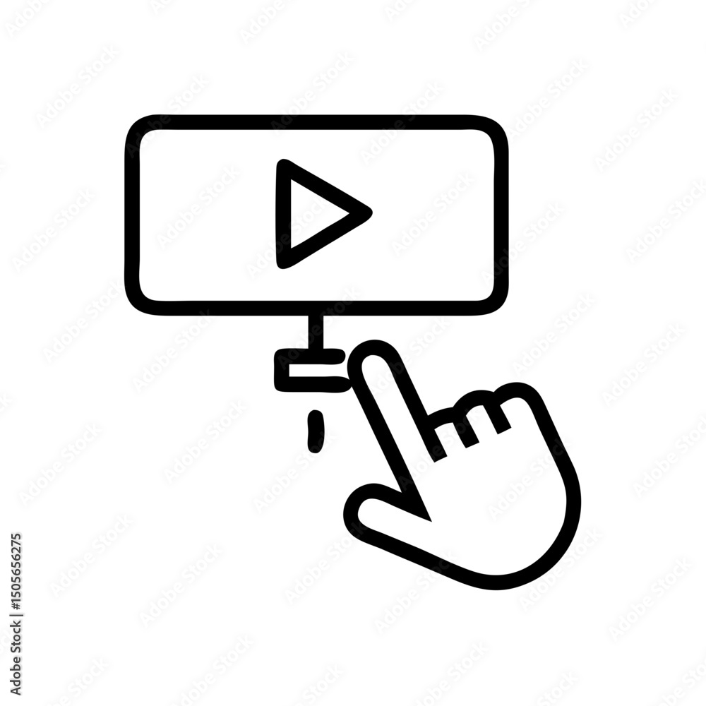Poster mouse click on video icon on transparent background for web and graphic design