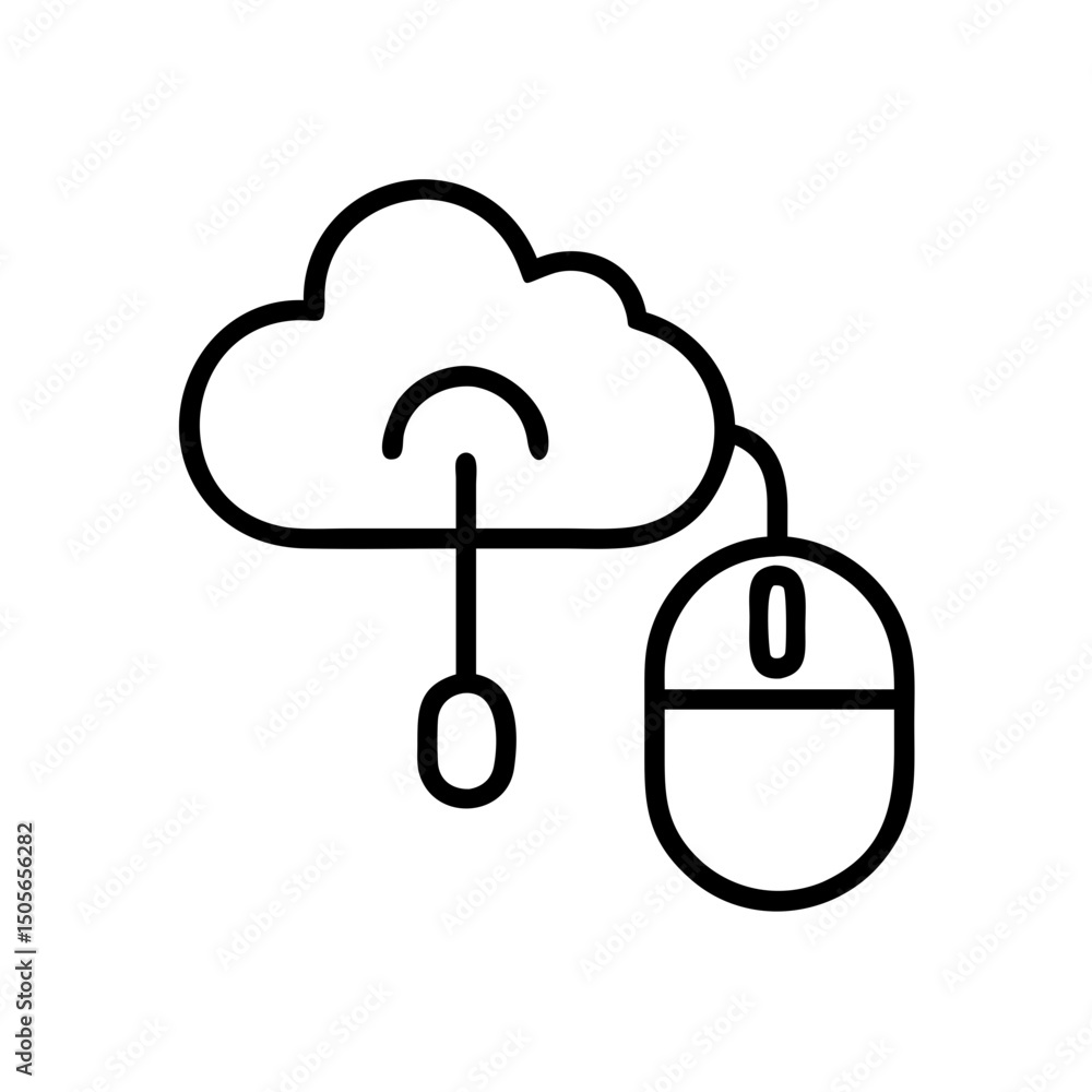 Poster mouse with cloud icon on transparent background for web and graphic design