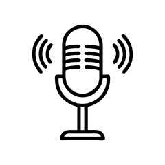Microphone with signal icon on transparent background for web and graphic design