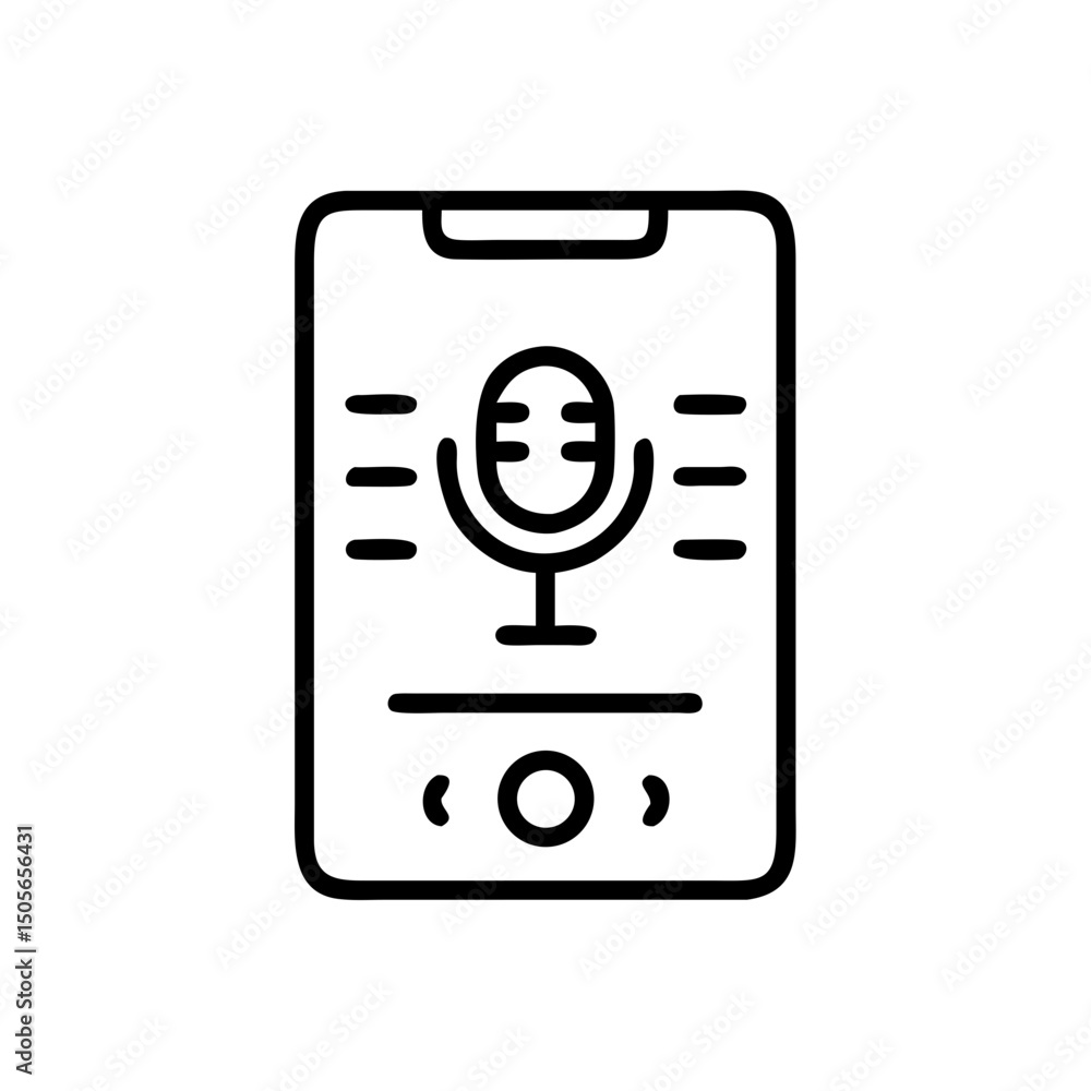 Poster podcast app interface icon on transparent background for web and graphic design