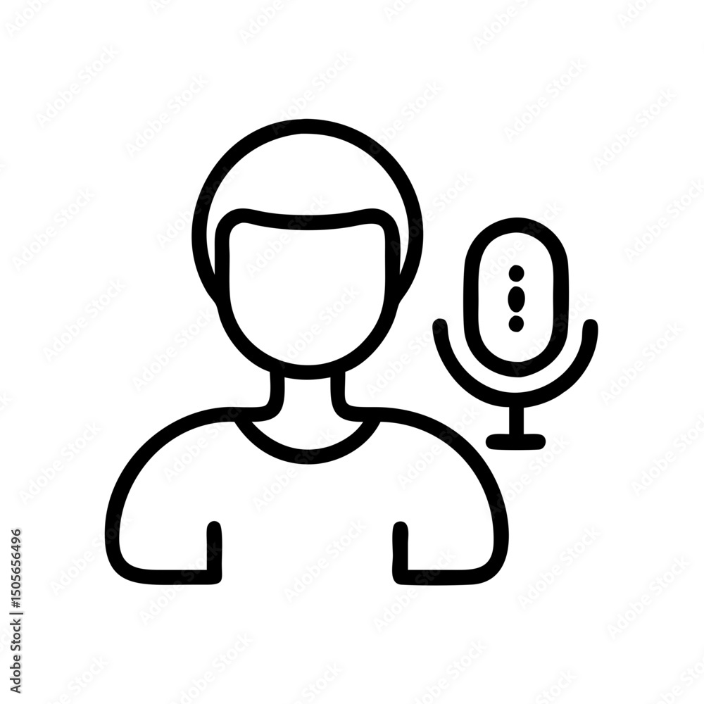 Poster podcast host icon on transparent background for web and graphic design