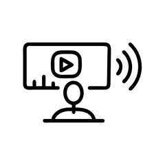 Play video podcast icon on transparent background for web and graphic design